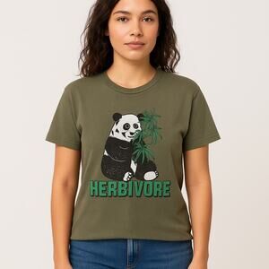 Herbivore Panda Graphic Tee Tultex Unisex Large Green